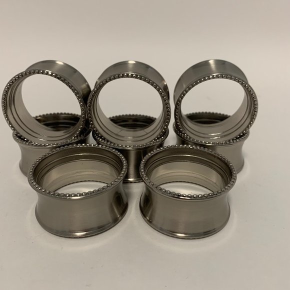Kemp & Beatley Other - Kemp & Beatley Silvertone Metal Beaded Elegance Tableware Napkin Rings 8